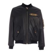 Zwarte Metalen Logo Bomberjas Moschino , Black , Heren