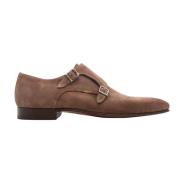 Taupe Suède Dubbele Gesp Schoen Magnanni , Brown , Heren