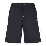 Zwarte Katoenen Shorts Elastische Trekkoord Tailleband Maison Kitsuné ...