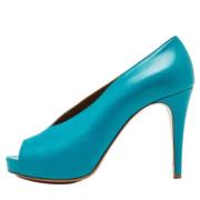 Pre-owned Leather heels Hermès Vintage , Blue , Dames