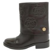 Pre-owned Leather boots Chanel Vintage , Brown , Dames