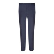 Blauwe Wolblend Rechte Pijp Broek PT Torino , Blue , Heren