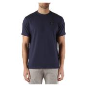 Stretch Katoenen T-shirt met Voorlogo Patch North Sails , Blue , Heren