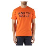 Katoenen Logo T-shirt North Sails , Orange , Heren