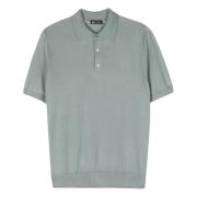 Luxe Cashmere Silk Polo Shirt Colombo , Green , Heren