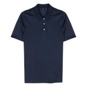 Luxe Zijden Polo Shirt Barba , Blue , Heren