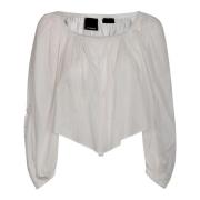Witte Broderie Anglaise Puff Sleeve Shirt Pinko , White , Dames