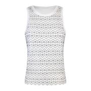 Dames tanktop met ronde hals en glasapplicaties Patrizia Pepe , White ...