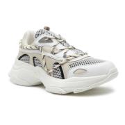 Instap leren sneakers met inzetstukken Twinset , Multicolor , Dames