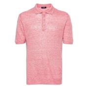 Linnen poloshirt gemaakt in Italië Barba , Pink , Heren