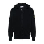 Zwarte Trui met Capuchon en Badge Stone Island , Black , Heren