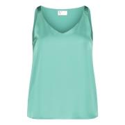 Elegante Satijnen V-hals Blouse vera mont , Green , Dames