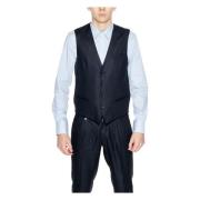 Zwart Linen-Blend Buttoned Gilet Antony Morato , Black , Heren