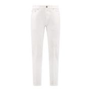 Witte Stretchbroek met Leren Patch PT Torino , White , Heren