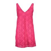 Roze Viscose Korte Jurk met Contrastdetails Desigual , Pink , Dames