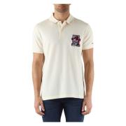 Regular Fit Katoenen Polo Shirt met Logo Patch Tommy Hilfiger , Beige ...