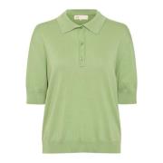 Korte Mouw Polo Gebreide Top Lounge Nine , Green , Dames