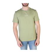 Heren Katoenen T-shirt Effen Kleur Logo Calvin Klein , Green , Heren