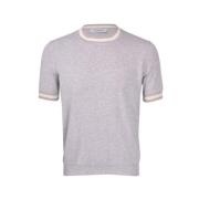 Gestreept Katoenen Gebreid T-shirt met Details Gran Sasso , Gray , Her...