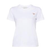 Wit Logo T-shirt Maison Kitsuné , White , Dames