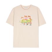 Logo Print Beige T-shirt Maison Kitsuné , Beige , Heren