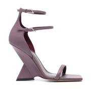 Lila Leren Sleehak Sandalen The Attico , Purple , Dames