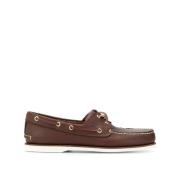 Bruin Leren Mocassin Platte Schoenen Timberland , Brown , Heren