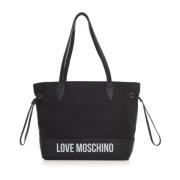 Logo Shopper Bag met Ritssluiting Love Moschino , Black , Dames