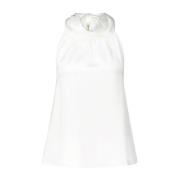 Satin-Top met strikdetail Hugo Boss , White , Dames