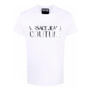 Witte Korte Mouw Logo T-shirt Versace Jeans Couture , White , Heren