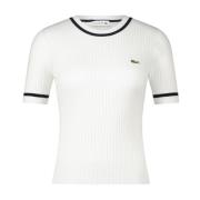 Ribgebreid T-shirt met figuurvolgende pasvorm Lacoste , White , Dames