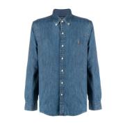 Blauwe Logo Denim Shirt Ralph Lauren , Blue , Heren