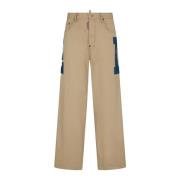 Stretch Katoen Drill Vijf-Pocket Jeans Dsquared2 , Beige , Heren