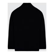 Zwarte V-hals Cardigan Katoen Oversized Laneus , Black , Heren