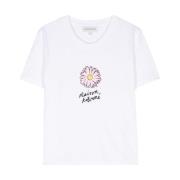 Floating Flower Print Crew Neck T-shirt Maison Kitsuné , White , Dames