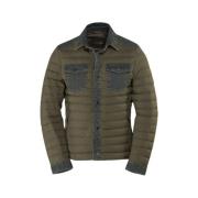 Gewatteerd Japans Denim Overhemd Moorer , Green , Heren