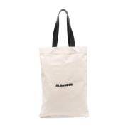 Witte Canvas Tote Tas Jil Sander , White , Heren