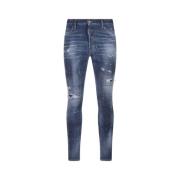 Blauwe Skinny Jeans met Distressed Look Dsquared2 , Blue , Heren