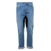 Alcantara Patched Denim Jeans Siviglia , Blue , Heren