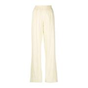 Pastel Yellow Wide-Leg Linen Trousers Golden Goose , Yellow , Dames