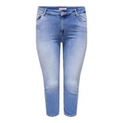 Lichtblauwe Denim Capri Broek Only Carmakoma , Blue , Dames