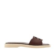 Bruine Leren Zomerslippers Hogan , Brown , Dames