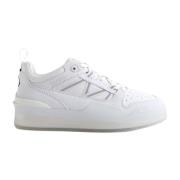 Witte Leren Sneakers met Geperforeerd Detail Moncler , White , Dames