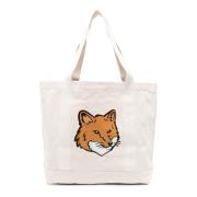 Chillax Fox Tote Tas Maison Kitsuné , Beige , Heren