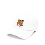 Grote Fox Head Baseballpet Wit Maison Kitsuné , White , Unisex