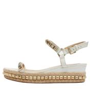 Pre-owned Leather sandals Christian Louboutin Pre-owned , White , Dame...
