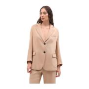 Beige Twill Single-Breasted Blazer Phisique du Role , Beige , Dames