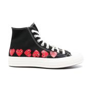 Zwarte Hartprint Canvas Sneakers Comme des Garçons , Black , Dames