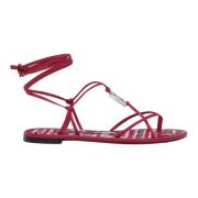 Logo DG Leren Sandalen Dolce & Gabbana , Pink , Dames