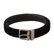 Luxe Velvet Logo Gesp Riem Dolce & Gabbana , Black , Heren